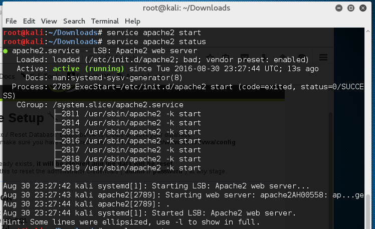 serviceApachestartStatus